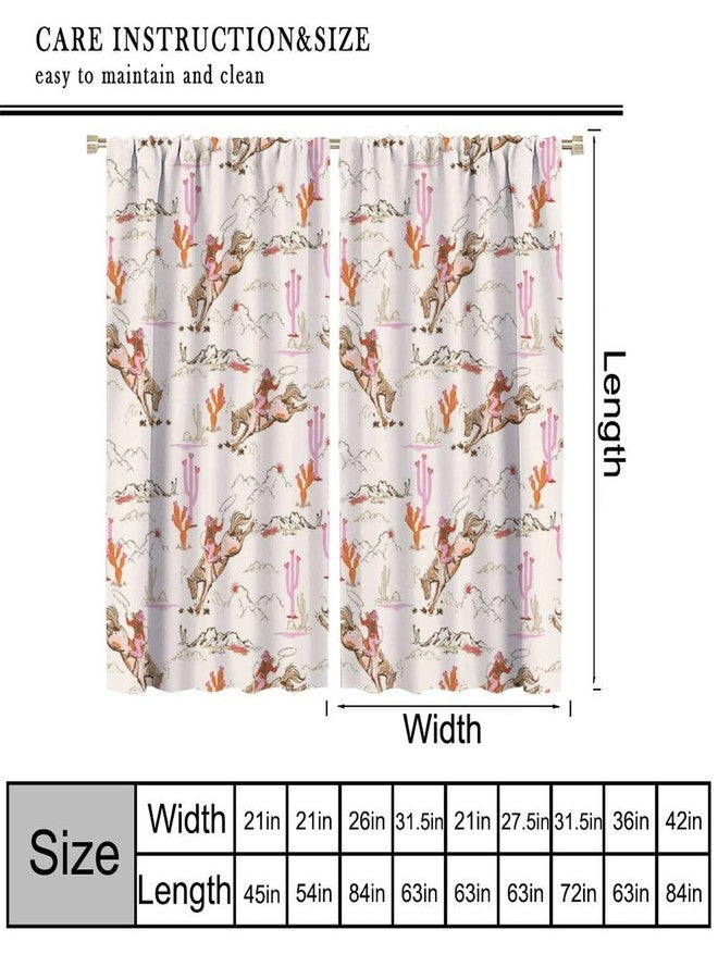 JADERYS Western Cowgirl Curtains Wild West Desert Horse Pink Cactus Cartoon Abstract Art Bedroom Living Room Bathroom Blackout Rod Pocket Decoration Window Drapes 2 Panels W21xL45in - Image 5